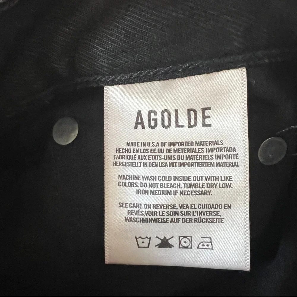 AGOLDE Cherie High Rise Straight Jeans Distortion Black Distressed - Picture 9 of 10